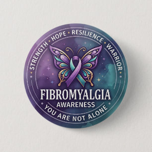Fibromyalgie bewustzijn Vlinderlint – Hoop Ronde Button 5,7 Cm