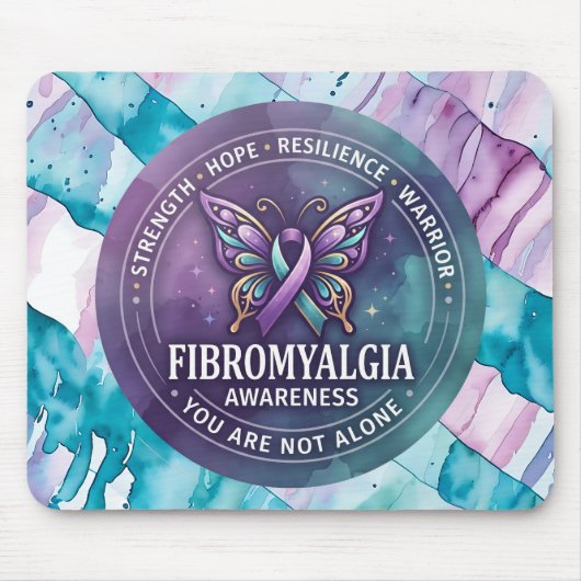 Fibromyalgie-bewustzijn Vlinderlint Muismat (Voorkant)