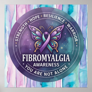Fibromyalgie bewustzijn vlinderribbon poster