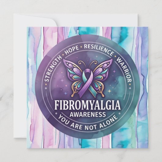 Fibromyalgie bewustzijn vlinderrintje kaart (Voorkant)