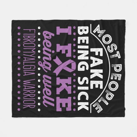 Fibromyalgie Bewustzijn Warrior Fake Being Well Fleece Deken (Voorkant (Horizontaal))