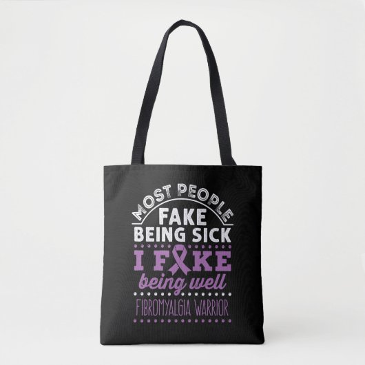 Fibromyalgie Bewustzijn Warrior Fake Being Well Tote Bag (Voorkant)