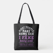 Fibromyalgie Bewustzijn Warrior Fake Being Well Tote Bag (Achterkant)