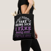 Fibromyalgie Bewustzijn Warrior Fake Being Well Tote Bag (Dichtbij)
