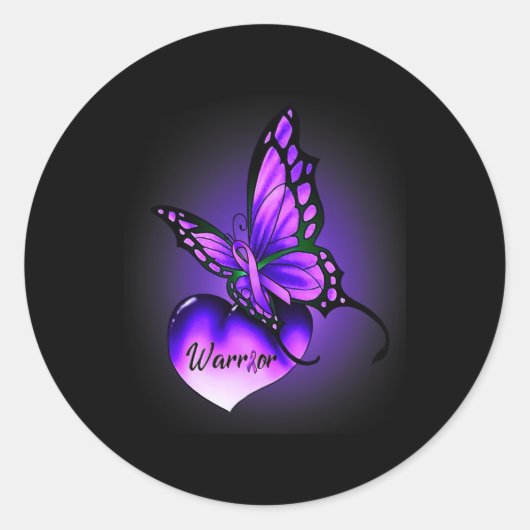 Fibromyalgie Bewustzijn Warrior Paarse lintboter Ronde Sticker (Voorkant)