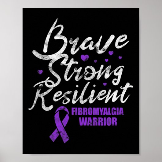 Fibromyalgie Brave Sterke Veerkrachtige Fibro Awar Poster (Voorkant)