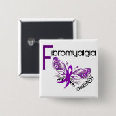 Fibromyalgie BUTTERFLES 3 Vierkante Button 5,1 Cm (Voorkant /achterkant)