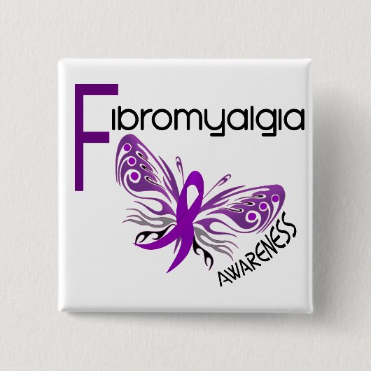 Fibromyalgie BUTTERFLES 3 Vierkante Button 5,1 Cm (Voorkant)