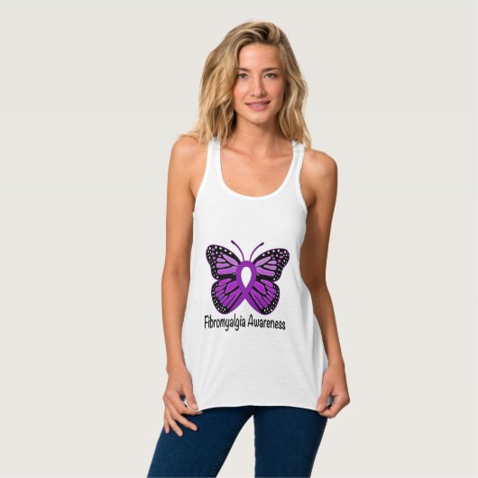 Fibromyalgie Butterfly Awareness Ribbon Tanktop (Volledige Voorkant)