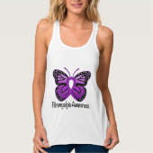 Fibromyalgie Butterfly Awareness Ribbon Tanktop (Voorkant)