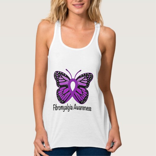 Fibromyalgie Butterfly Awareness Ribbon Tanktop (Voorkant)