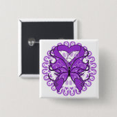 Fibromyalgie Butterfly Circle of Ribbons Vierkante Button 5,1 Cm (Voorkant /achterkant)