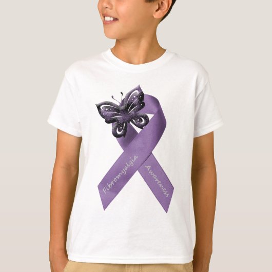Fibromyalgie Butterfly Koolstof T-shirt (Voorkant)