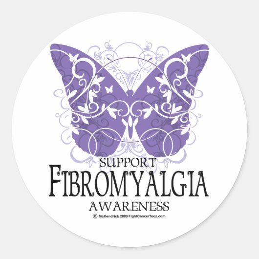 Fibromyalgie Butterfly Ronde Sticker (Voorkant)