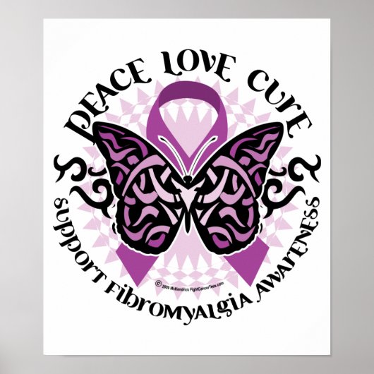 Fibromyalgie Butterfly Tribal Poster (Voorkant)