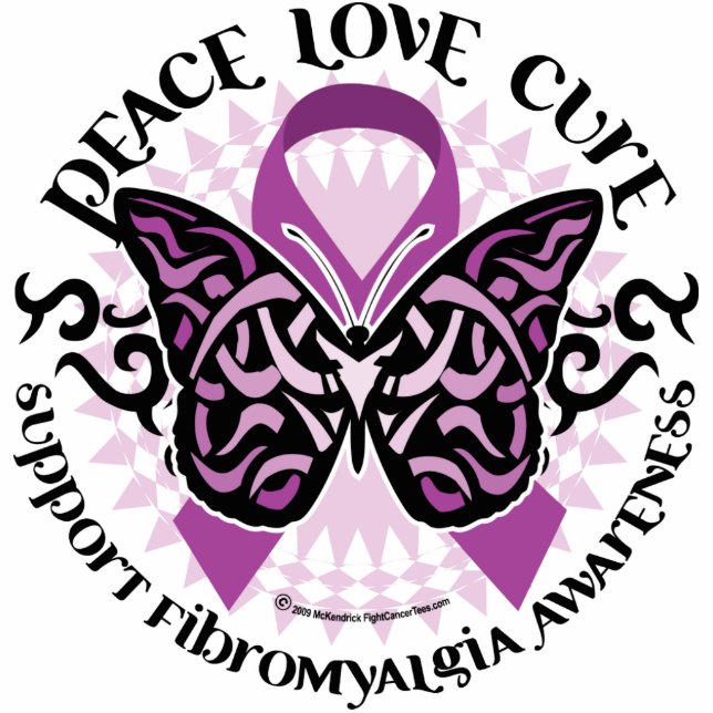 Fibromyalgie Butterfly Tribal Staand Fotobeeldje (Voorkant)