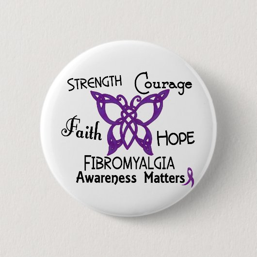 Fibromyalgie Celtic Butterfly 3 Ronde Button 5,7 Cm (Voorkant)