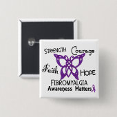 Fibromyalgie Celtic Butterfly 3 Vierkante Button 5,1 Cm (Voorkant /achterkant)