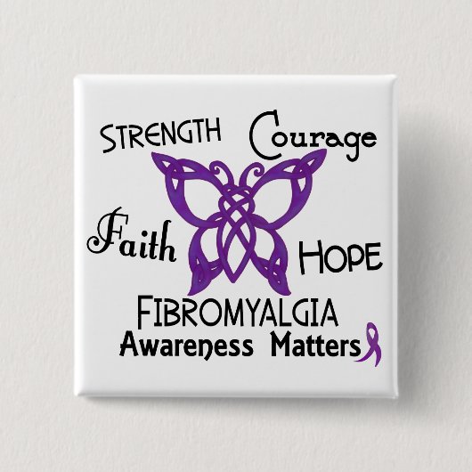 Fibromyalgie Celtic Butterfly 3 Vierkante Button 5,1 Cm (Voorkant)