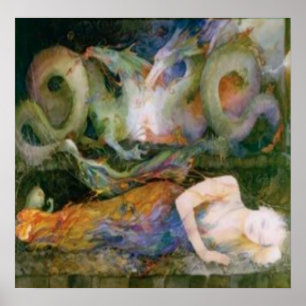 Fibromyalgie, de draak binnen poster