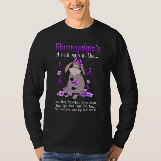 Fibromyalgie Donkey fibromyalgia is een echte pijn T-shirt (Voorkant)