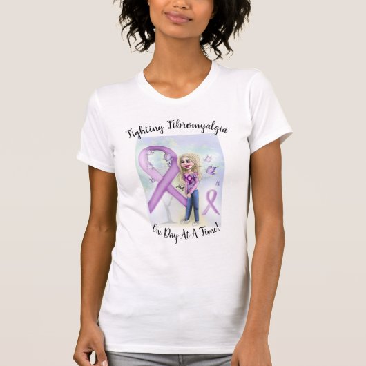 "Fibromyalgie één dag per dag bestrijden" T-shirt (Voorkant)