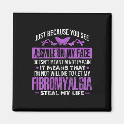 Fibromyalgie Fibro Warrior Paarse lintvlinder Magneet (Voorkant)