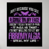 Fibromyalgie Fibro Warrior Paarse lintvlinder Poster (Voorkant)