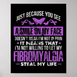 Fibromyalgie Fibro Warrior Paarse lintvlinder Poster
