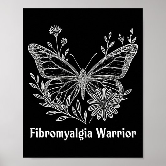 Fibromyalgie Krijger Bewustzijn Vlinder Onzichtbaa Poster (Voorkant)