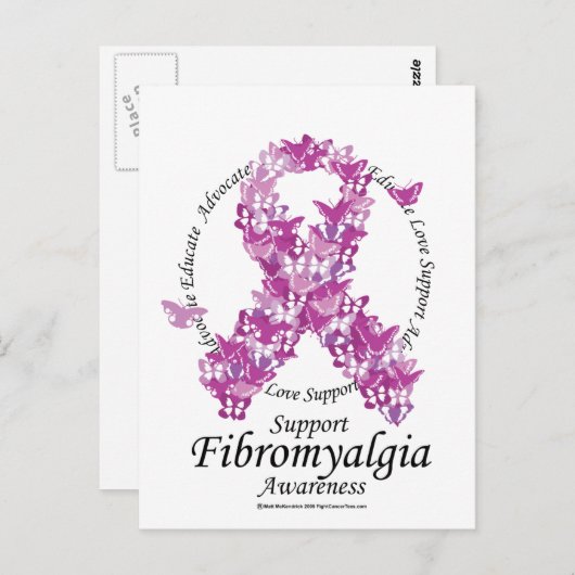 Fibromyalgie Lint van Butterflies Briefkaart (Voorkant / Achterkant)