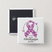 Fibromyalgie Lint van Butterflies Vierkante Button 5,1 Cm (Voorkant /achterkant)