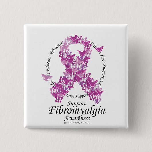 Fibromyalgie Lint van Butterflies Vierkante Button 5,1 Cm (Voorkant)