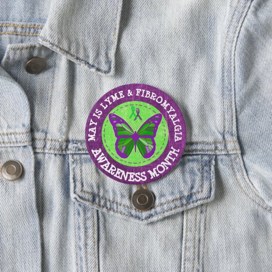 Fibromyalgie & Lyme Bewustheid Month Ribbon Button (In situ)