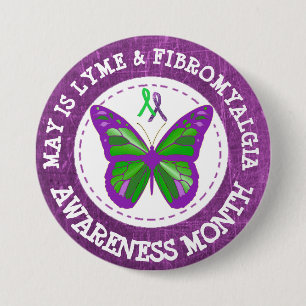 Fibromyalgie & Lyme Bewustheid Month Ribbon Button