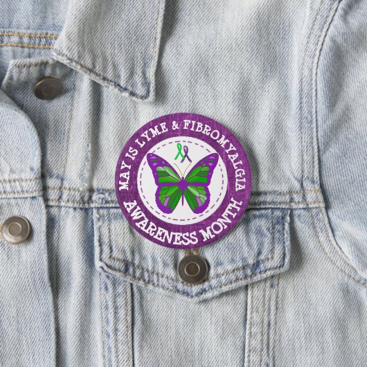 Fibromyalgie & Lyme Bewustheid Month Ribbon Button (In situ)