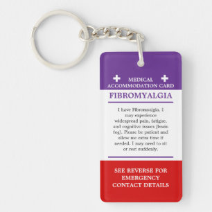 Fibromyalgie Medisch Alert ICE onzichtbare ziekte Sleutelhanger