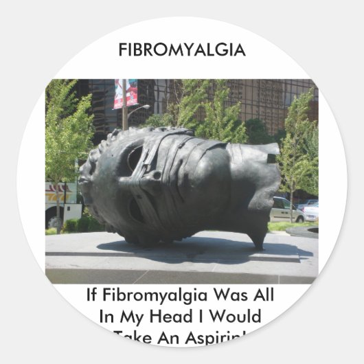 FIBROMYALGIE-NEEM ASPIRINE RONDE STICKER (Voorkant)