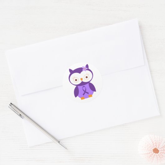 Fibromyalgie Owl Ronde Sticker (Envelop)