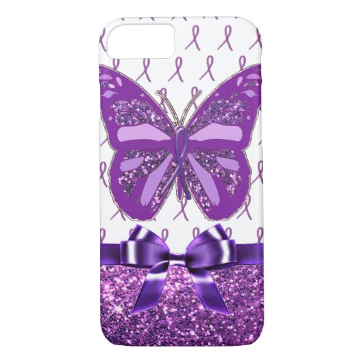 Fibromyalgie Paarse bewustzijn vlinderlint Case-Mate iPhone Case (Achterkant)