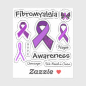 Fibromyalgie Paarse bewustzijnslinten Sticker (Vel)