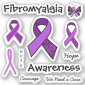 Fibromyalgie Paarse bewustzijnslinten Sticker (Voorkant)