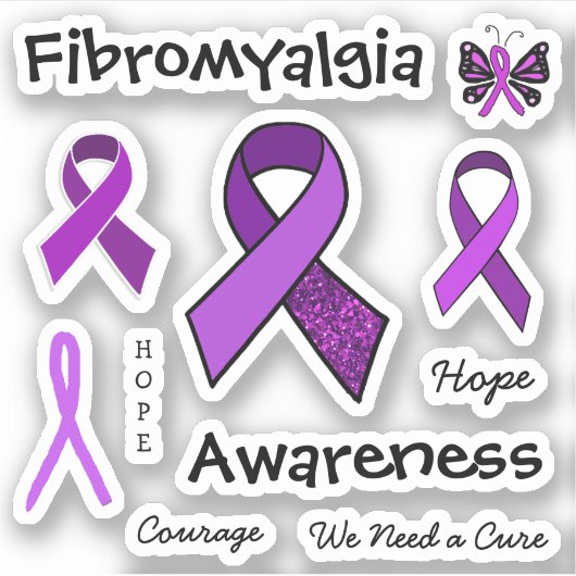 Fibromyalgie Paarse bewustzijnslinten Sticker (Voorkant)