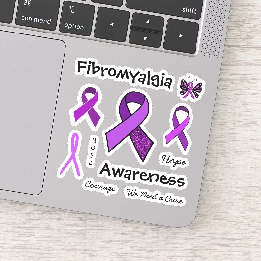 Fibromyalgie Paarse bewustzijnslinten Sticker (Detail)
