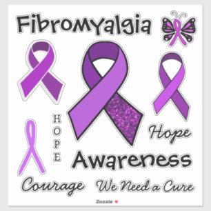 Fibromyalgie Paarse bewustzijnslinten Sticker