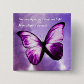 Fibromyalgie Paarse Butterfly Square Button (Voorkant)