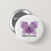 Fibromyalgie Paarse lint met vlinder Ronde Button 5,7 Cm (Voorkant /achterkant)