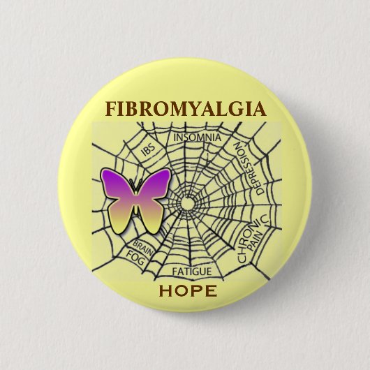 FIBROMYALGIE SPELD VAN HOOP - GEEL RONDE BUTTON 5,7 CM (Voorkant)