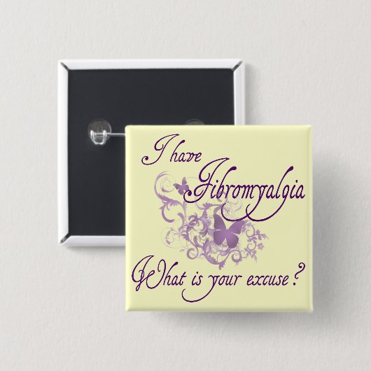 Fibromyalgie Vierkante Button 5,1 Cm (Voorkant /achterkant)
