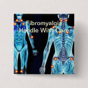 Fibromyalgie - Voorzichtigheid Vierkante Button 5,1 Cm